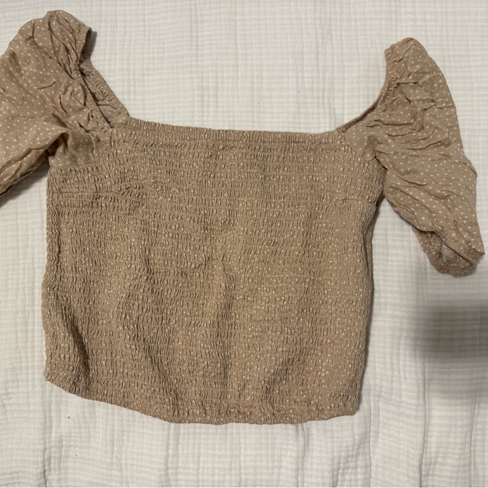 Abercrombie & Fitch Beige Smocked Blouse